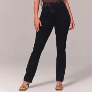 Abercrombie The '90s Slim Straight Ultra High Rise Jeans Black Denim Size 32 14S